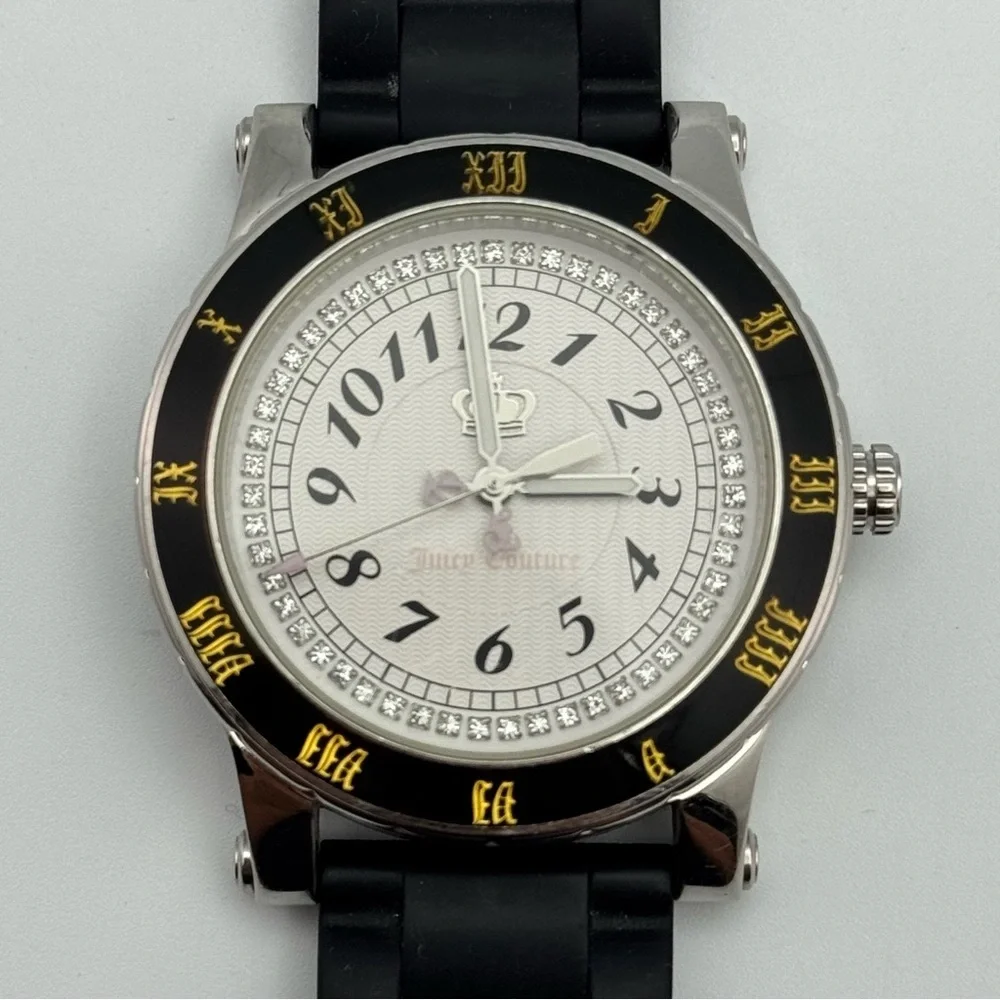 Juicy Couture Women’s Stainless Steel Watch – Black Strap – Brand New Battery